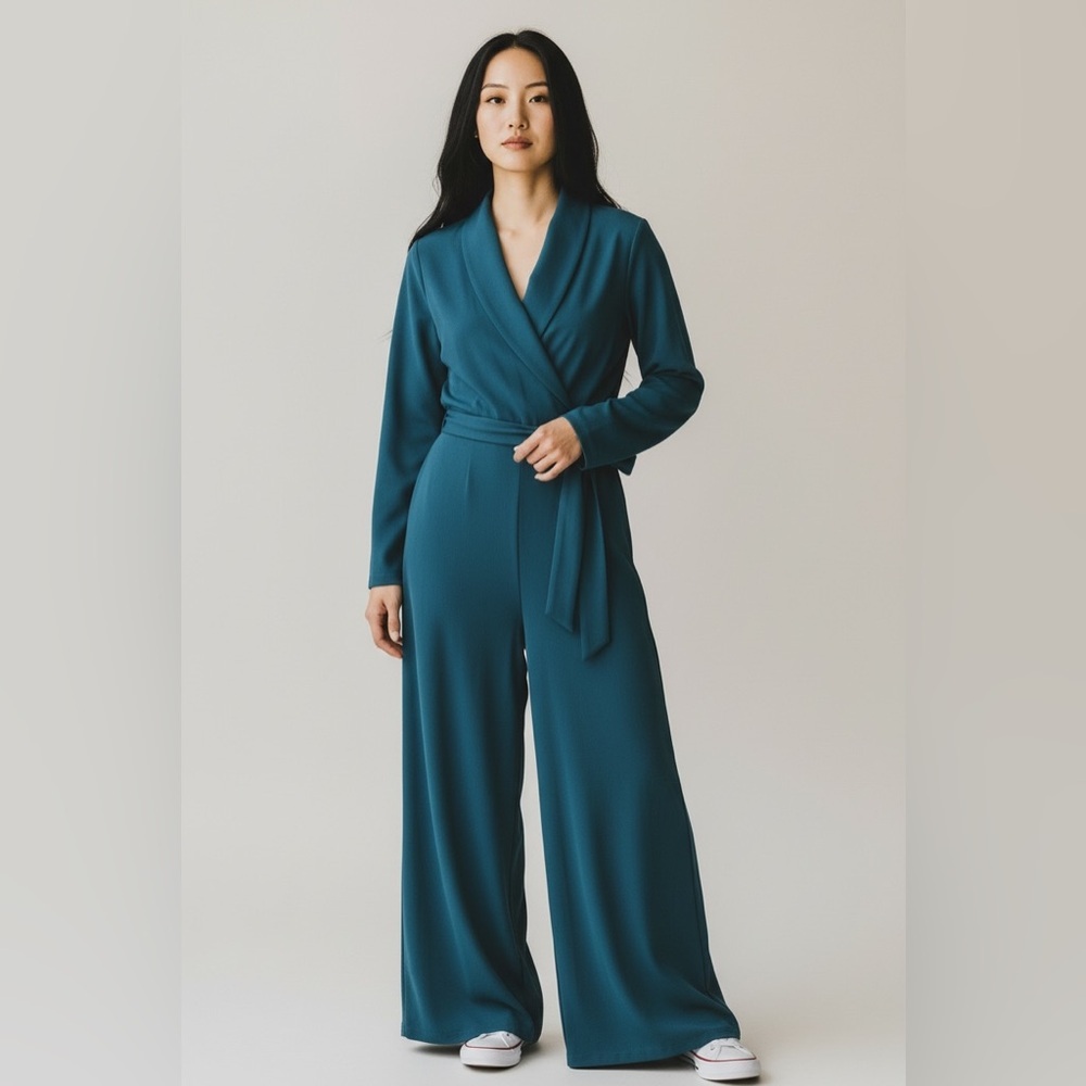 Halara collared tie waist wide leg jumpsuit xs nwot sold out style